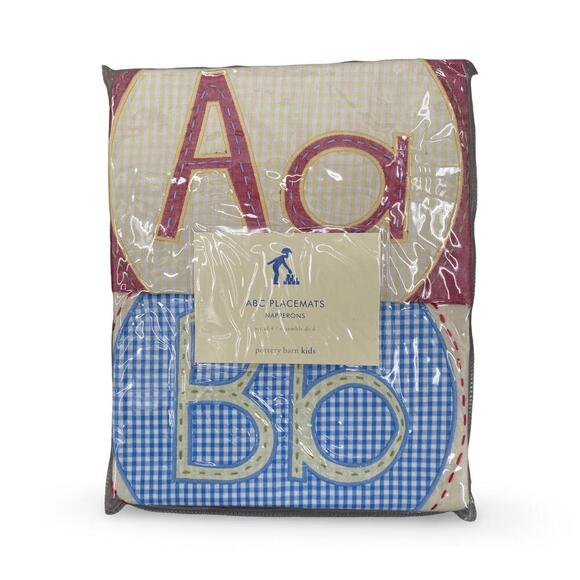 NEW Pottery Barn Kids Gingham Checked A B C D Placemats Wall Hangings NEW - Picture 3 of 6